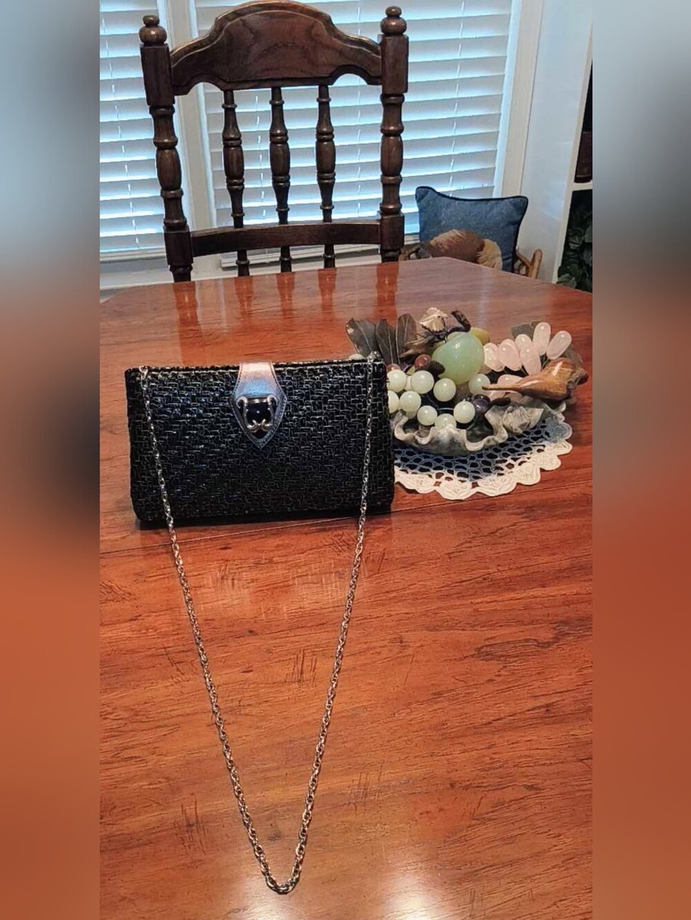 VTG Rodo Italy Black Basketweave Evening Clutch Convertible Shoulder Bag